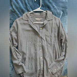 Everlane Black White Stripe Silk Shirt Size 4